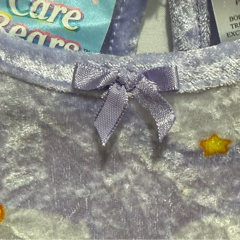 Vintage 2004 Care Bears Purple Velvet‎ Nightgown Dress Kids Size 10 Rainbow Gift